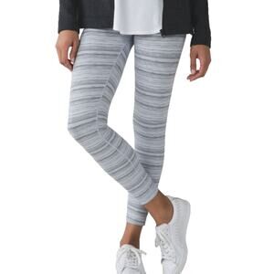 Lululemon High Times Pant leggings Cyber Stripe White Silver‎ Fox W5LGNS Size 10